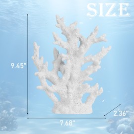 TkoYuHm Artificial Coastal Dorm Fish Aquarium Coral Ornament Decor Realistic Aquatic Plant Marine Themed Gifts for Beach Coastal, Living Room, Bathroom- White
