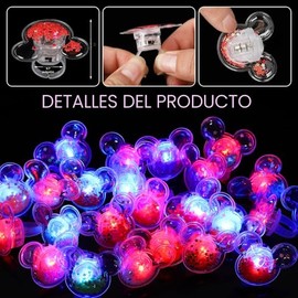 Artículos de Fiesta de Ratón 24 Piezas Anillos con Luz LED de Oreja de Ratón con Brillantina Anillos Luminosos para Dedos Juguetes para Suministros de Fiestas de Cumpleaños Premios de Aula Rellenos de