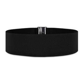 BlackButterfly Wide Elastic Waist Cinch Stretch Waistband Retro Vertical Clasp Buckle Belt (Black, XXL)