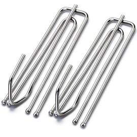 Curtain Pleat Hooks Stainless Steel, 60 Pack Drapery Hook and Pins for Pleated Drapes 4 Prongs Pinch Pleat Hooks for Window Door Bathroom Curtain,(2.7x0.9 inch, Silver)