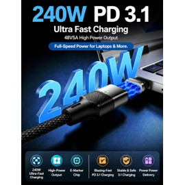 240W Magnetic USB C Cable 3.3FT Universal Adapter for Any Type-C Cable