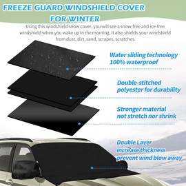 SLOGENTO Windshield Cover for Ice and Snowfor 1996-2024 GMC Savana Van Accessories Enhanced Waterproof 600D Oxford Fabric Passenger & Cargo Van All Weather Windshield Frost Cover for Savana Van