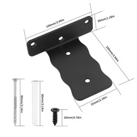 4 Pcs Floating Shelf Brackets Heavy Duty, 3.93" Scaffold Board Shelf Brackets, Rustic Black Metal L Brackets for Shelves, Wall Mounted Shelving Brackets for Walls Scaffold Boards Shelf Supports