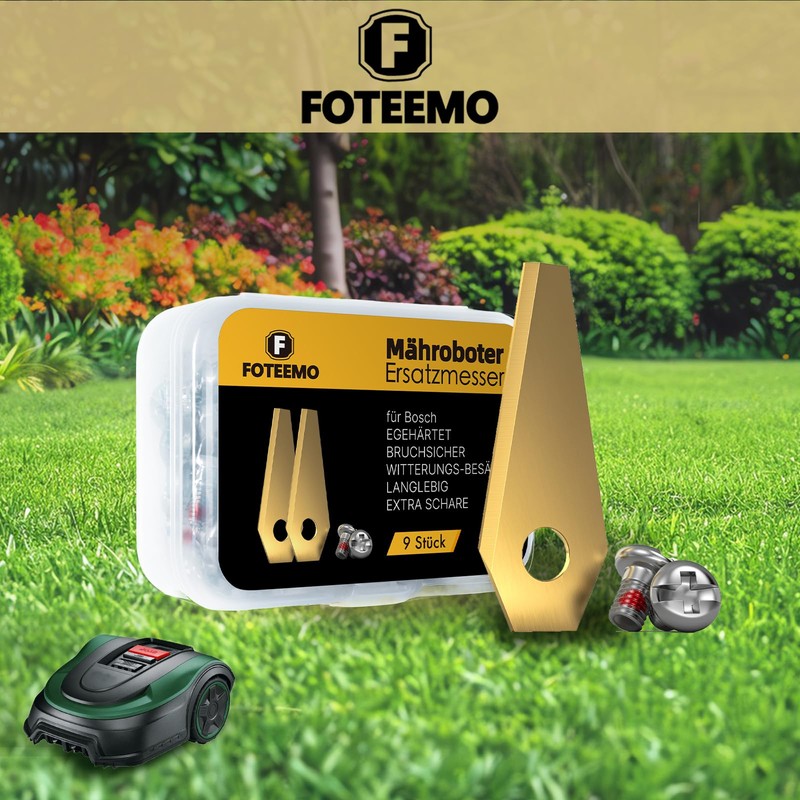 Robotic Lawnmower Blade Compatible with Bosch Indego, FOTEEMO Titanium Carbide