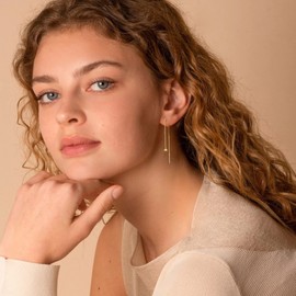 LINGBG JEWELRY 2 Pairs 925 Sterling Silver Chain Threader Earrings For Women Ball Wrap Threader Dangle Drop Earrings Lightweight Minimalist Hypoallergenic Earrings Jewelry Gift