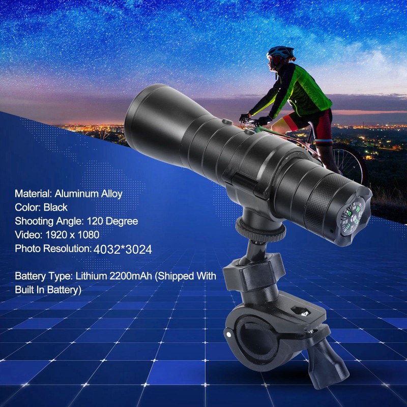 Motorcycle Helmet Camera 1080P HD Sports Action Camera Flashlight Shaped