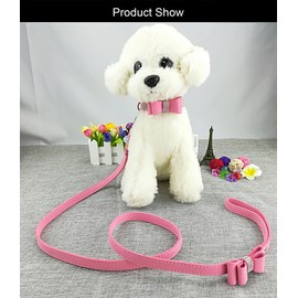 Newtensina Fashion Dog Collar and Lead with Bow Tie Bling Puppy Collar Leash with Bow for Dog - Pink - S