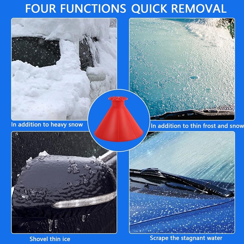 TATAPO 4 Pack Magical Ice Scrapers for Car Windshield, Round