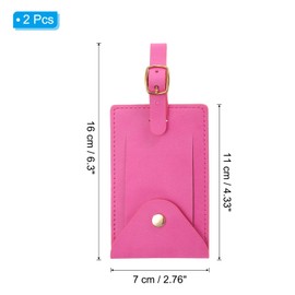PATIKIL Luggage Tags for Suitcases, 2 Pack PU Leather Baggage Tags Privacy Protection Luggage Identifier Travel Bag Labels Travel Accessories, Rose Pink