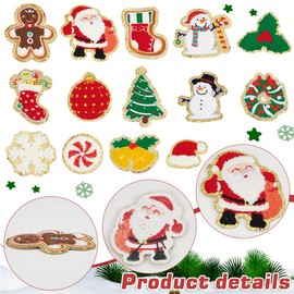 WADORN 14 Styles Christmas Iron On Embroidered Patches, Santa Claus Chenille Sew On Towel Applique Patches for Clothing Repair Decor Snowmen Crochet Embroidered Appliques for Christmas Costume Decor
