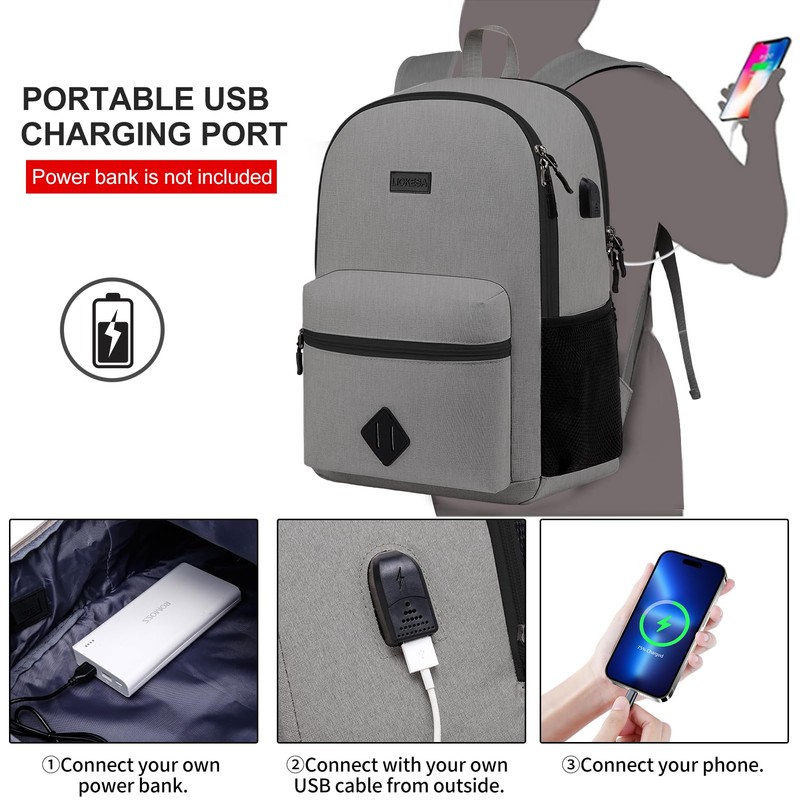 Liokesa Casual Laptop Backpack,School Backpack Large Bookbag with USB for
