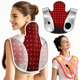 Red Light Therapy for Neck and Shoulders-104 LEDs Wearable Red Light Therapy Wrap with 660& 850nm Light, Timer for Home Office Evening Relaxation, Shoulder Upper Back Neck Pad,Gift for Women Men