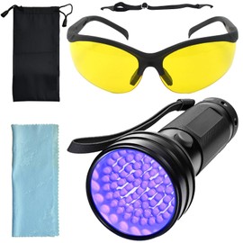 Orizizhic Auto Air Conditioner Leak Detector, Flashlight UV Oil Dye Leak Detection Kit AC Leak Detector Kit with Protective Glasses, AC UV Light Oil Dye Leak Test Detection Kit