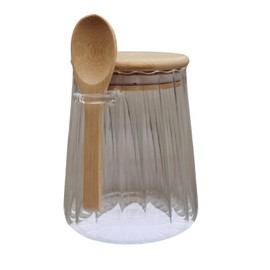 Oidium Sugar Bowl,20oz(Large Size) Brown Sugar Container with Bamboo Lid and Spoon,Housewarming Gifts for Coffee Accessories for Coffee Bar,Applicable to Coffee Bar Decor,Kitchen,Office,Gift