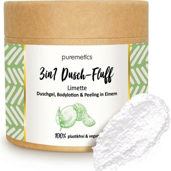 puremetics 3-in-1 Shower Fluff with Salt Peeling, Lime