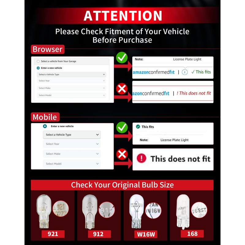 LASFIT 921 LED Bulb Reverse Light, 912 T15 6000K White