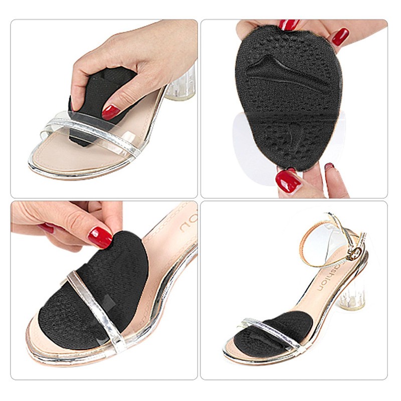 QEZEZA つま先インソール 2足セット 4mm厚 シリコン製 つま先 クッション ジェルパッド 中敷き 前滑り防止パッド