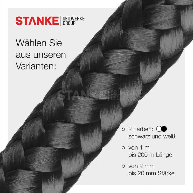 Polypropylene 2 mm Black Braided Rope, Mooring Rope, Rigging Rope,