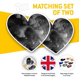 2 x Heart Stickers 15 cm - BW - Smoke Art Vape Ink Fun Decals for Laptops,Tablets,Luggage,Scrap Booking,Fridges, #36237