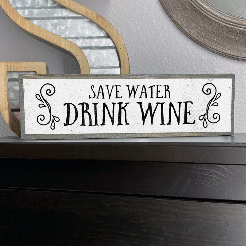 Wine Wood Signs (Medium - Wood And Metal, Save Water