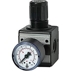 RIEGLER Multifix 100421-R 12-10 Pressure Regulator with Pressure Gauge, BG 1, G 3/8, 0.5-10 Bar, Pack of 1