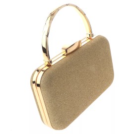 neXxtten Gold Tone Metal Hardware Handle Glitter Fabric Clutch Evening Bag TLX203-GLD