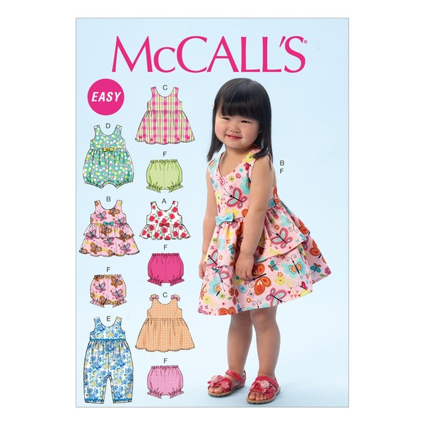 McCall Pattern Company M6944 Toddlers' Top, Dresses, Rompers and Panties, Size CAA "All Sizes in One Envelope"