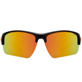NYS Collection Polarized Semi-Rimless Wraparound Sunglasses, 100% UV Protection, Lightweight & Durable (Orange)