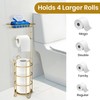 Gold Toilet Paper Holder Stand with Shelf, Freestanding Tissue Roll