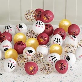 2024 Graduation Party Decorations, 68pcs Graduation Balloons Maroon Graduation Decorations for College High School Class of 2024 Congrats Grad Party Decor