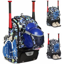 GOTECH Softball Bag,Softball Bat Bag For Youth Adults,Baseball Bag with Fence Hook for TBall Bat & Equipment,Lightweight Baseball Bat Backpack with Shoe Compartment,Large Main Compartment for Helmet