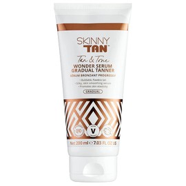 Skinny Tan Tan & Tone Wonder Serum - Streak Free Gradual Fake Tan, Buildable Fake Tan with Youth Boosting Q10 & Vitamin E, Vegan & Cruelty Free Skincare - 200ml