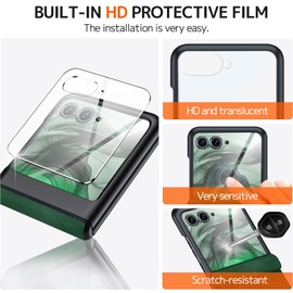 NINKI Compatible Moto Razr 50 Case with LCD Film, Good Texture, Leather, PU Leather, Business, Qi Charging, Bumper, Wireless Charging, Anti-Scratch, Anti-Drop, Anti-Fingerprint, Lens Protection,