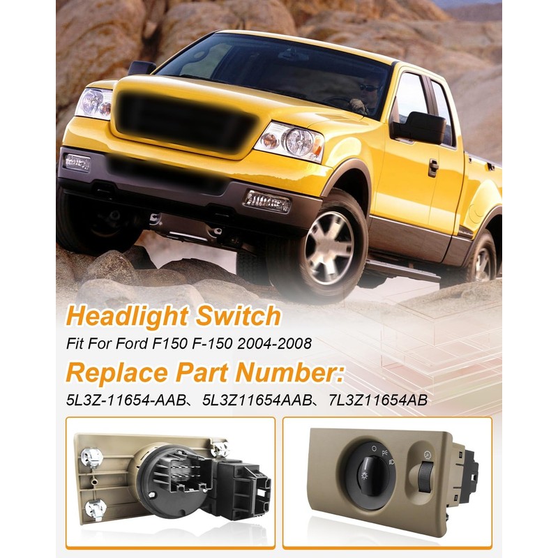 JUWEVAZU Headlight Switch Fit for Ford F150 F-150 2004 2005