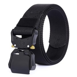 ZYWQ Nylon Belts for Men, Military Hiking Rigger 1.5" Work Belt with Heavy Duty Quick Release Buckle - Black