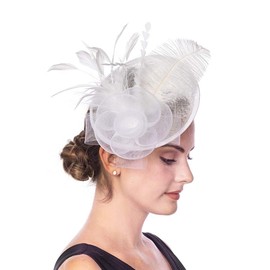 Ladies Flower Feather Fascinator Hat Veil Net Headband Clip Pillbox Hat Wedding Bridal Hair Clip Headpiece Top Hat Race Ascot Cocktail Tea Party Headwear Bowler Hat Banquet Hair Accessories
