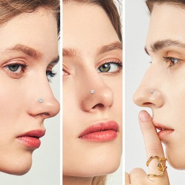 Flat Back Nose Stud Earrings Sets for Multiple Piercing:Lightweight Tiny Threadless Push in Nose Rings Lip Rings Studs Small Tragus Earrings for Women for Cartilage,Helix,Lobe,Hypoallergenic