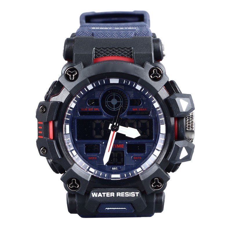 Men Digital Sports Watch Stopwatch Calendar Alarm Function Dual Time