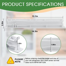 W10326469 WPW10326469 Refrigerator Center Drawer Slide Rail - Compatible with Whirl-Pool Refrigerator - Replace 8208326 12796401 67004514 AP6019603 by TOMOON