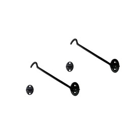 QCAA Heavier Duty Brass Barn Door Hook Latch & Eye, 6", Matte Black, 2 Pack