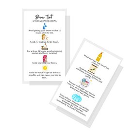 Brow Tint Aftercare Instruction Cards | 50 Pack | Physical Printed 2 x 3.5â inches Business Card Size |At Home DIY Brow Tint Henna |Snatched Brows Holographic Look Design (White & Colorful)