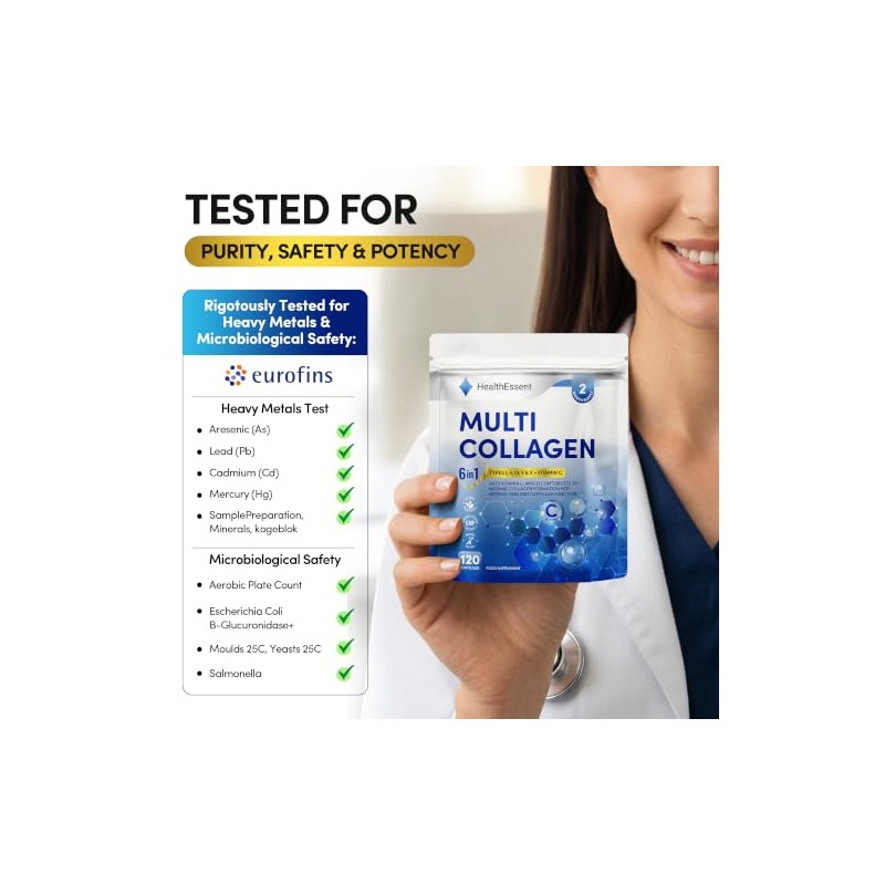 HealthEssent Multi Collagen Supplements 1650mg 6-in-1 for Women & Men