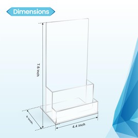 Stazilix 2 Pack Acrylic Brochure Holder Stand 4‘’, Clear brochure and business Rack Card Holder Stand, Plastic Flyer Display Stand for Magazine, Pamphlet, Booklets, Menu, Journals, Business Card