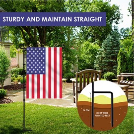 PHITRIC 3PC Garden Flag Holder Stand, Premium Powder-Coated Yard Flag Pole, Weather-Proof Black Metal Flagpole for Winter Garden Flag/Christmas Garden Flag/American Flag/Outdoor Garden Decor