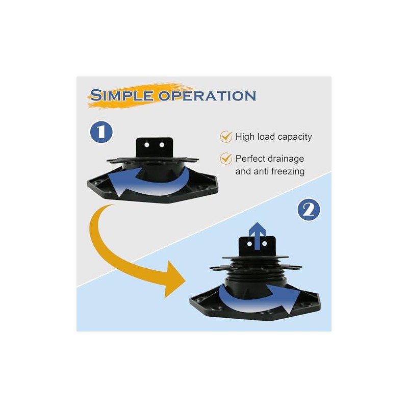 24Pack Adjustable Deck Support Pedestal, Plastic Adjustable Deck Foundation Base,