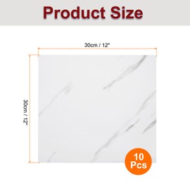 HARFINGTON 10pcs Peel and Stick Marble Tiles, Waterproof Wall Panel Backsplash, 12"x12" PVC Peel and Stick Shower Tiles for Bathroom, Kitchen, Living, Elegant White Design