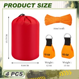 LOYIM 4 Pcs Arborist Throw Line Kit, 12oz+15oz Throw Weight Bag with 164ft Polyester Rope and Storage Bag Arborist Equipment Climbing Kit for Tree Work Limb Throwing