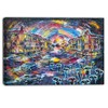 Surreal City at Night Cityscape Large Canvas Artwork