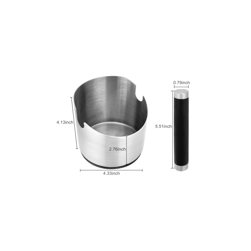 VIA CREMA Espresso Knock Box, Stainless Steel Coffee Grounds Knock