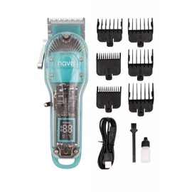 Nave Cordless Hair Clippers for Men – Professional Zero Gap T-Blade Trimmer, Rechargeable, LCD Display, Adjustable Blade & Combs – Home & Barbershop Use (Blue)